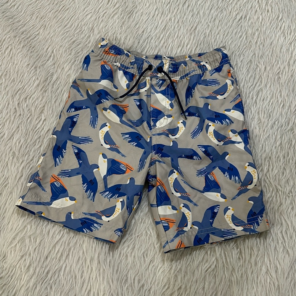 TEA gray blue bird’s swimming toddler shorts size 6